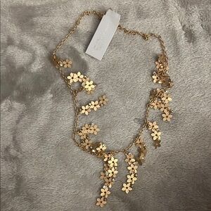 Gold Cascading Floral Necklace with Intricate Design